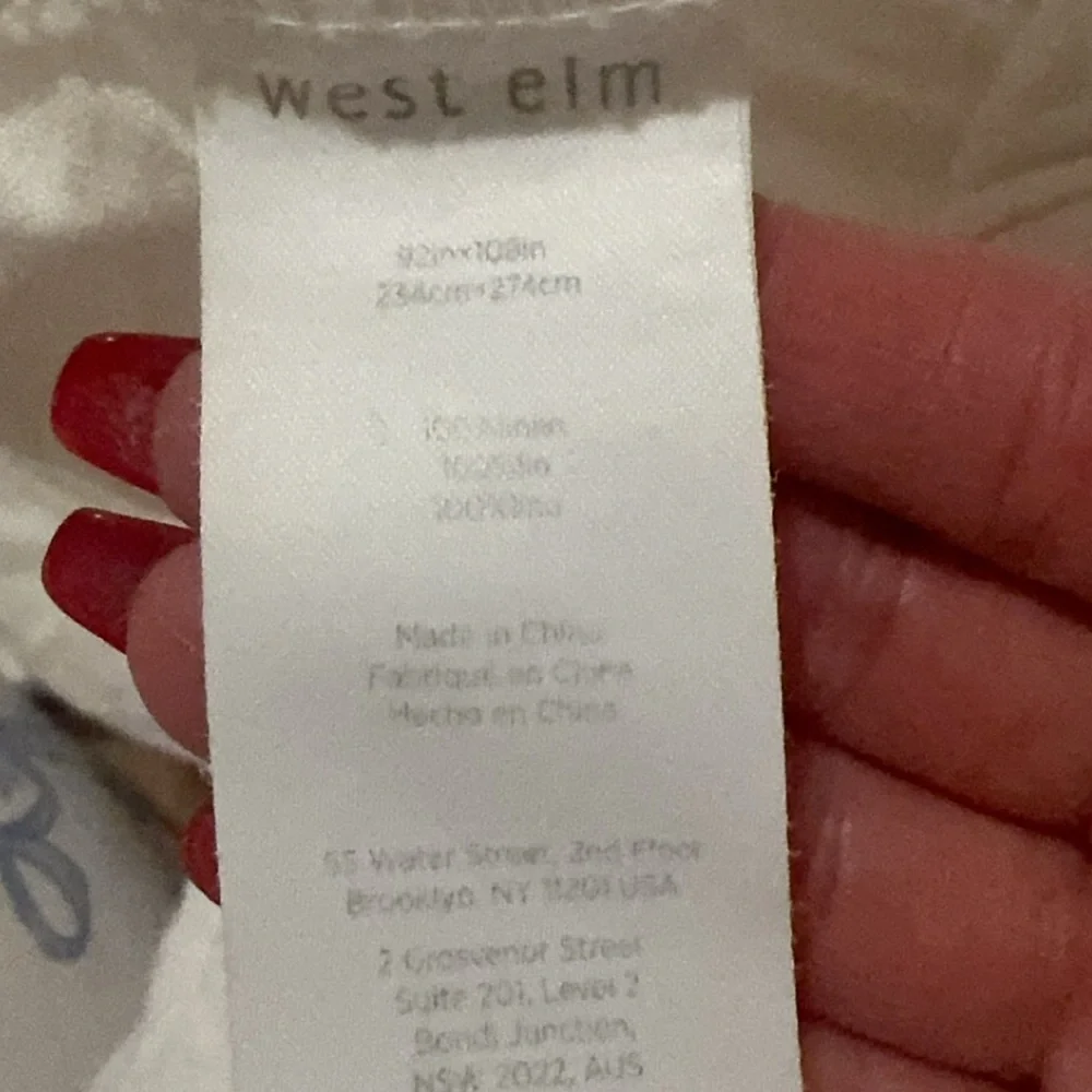West Elm European Flax 100% Linen White King/Cal King Duvet Cover‎